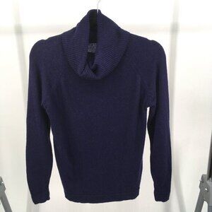 Vintage 60s/70s 100% Cashmere Cowl Neck Sweater S/M Navy Blue